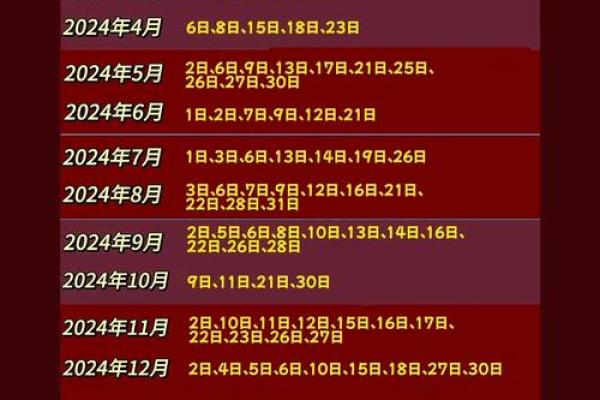 2024年结婚吉日一览表完整指南,2024年结婚黄道吉日