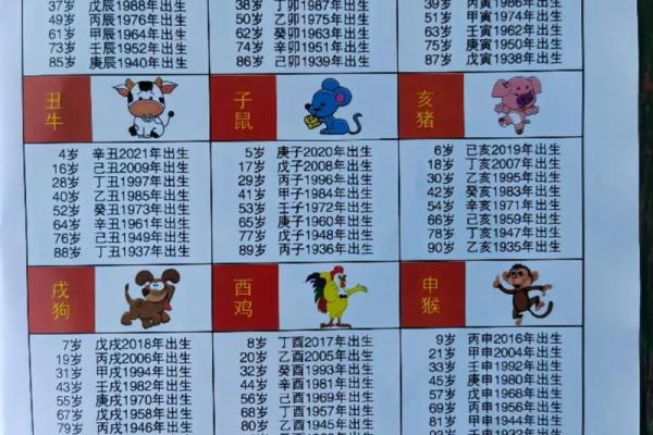 十二生肖对应年份表